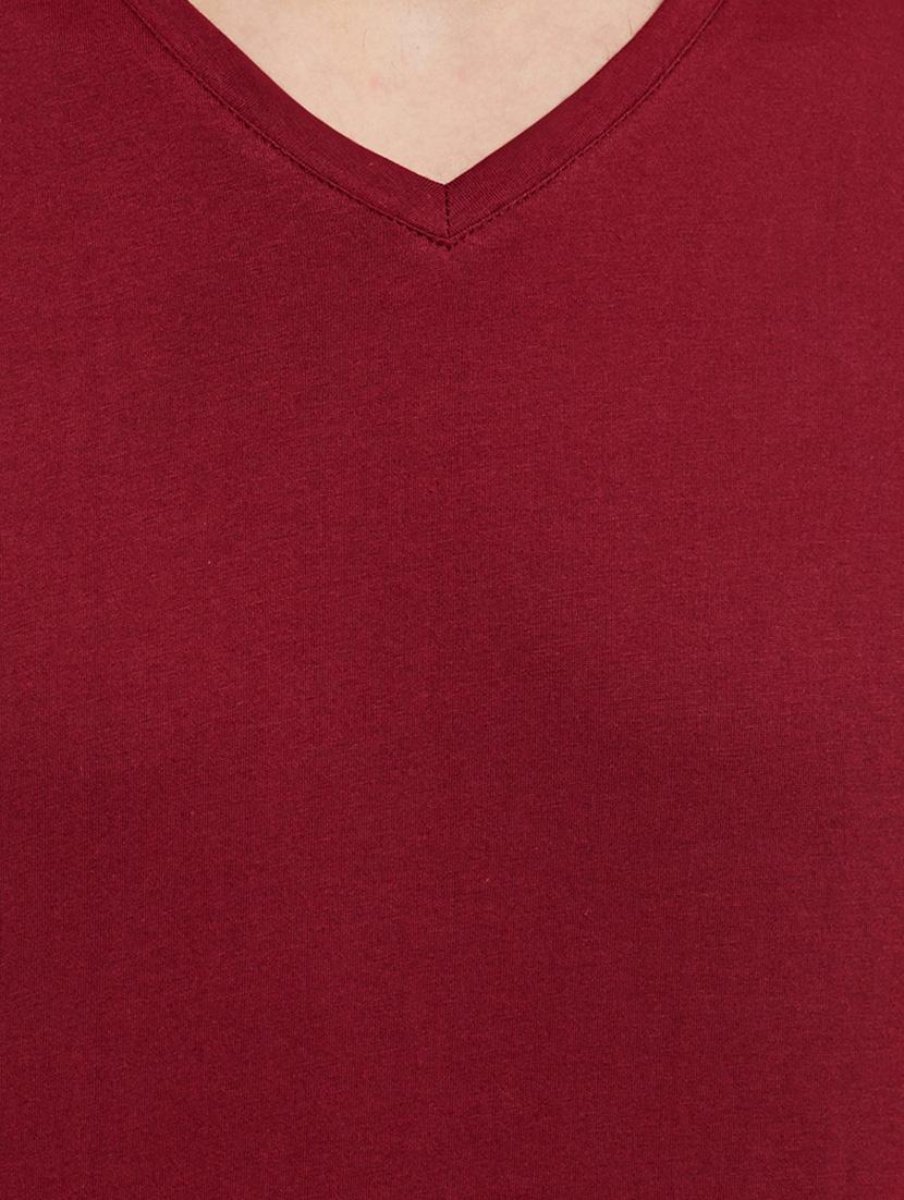 maroon cotton back print tshirt - 13334390 - Zoom Image - 4