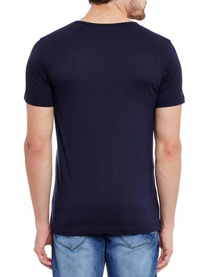navy blue cotton printed t-shirt - 13334392 - Standard Image - 3