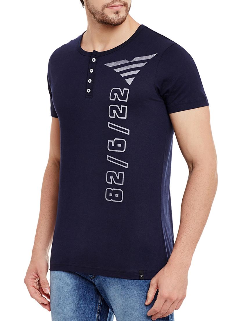 navy blue cotton printed t-shirt - 13334392 - Zoom Image - 2