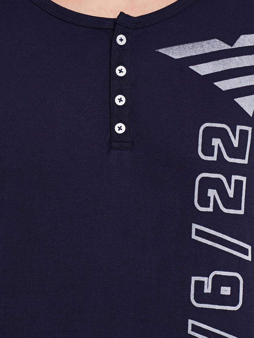 navy blue cotton printed t-shirt - 13334392 - Zoom Image - 4