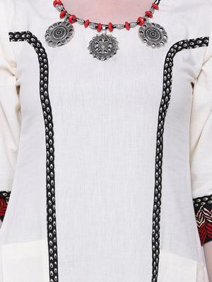 white khadi straight kurta - 13335301 - Standard Image - 4