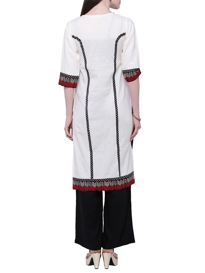 white khadi straight kurta - 13335301 - Zoom Image - 3