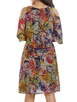 green printed a-line dress - 13337269 - Standard Image - 3
