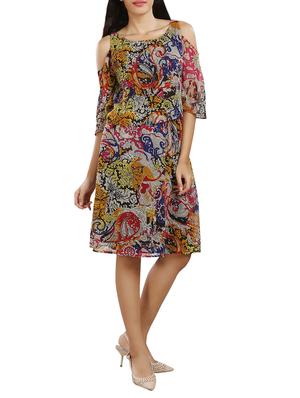 green printed a-line dress - 13337269 - Standard Image - 4