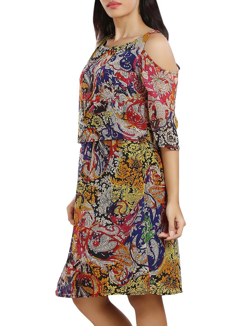 green printed a-line dress - 13337269 - Zoom Image - 2