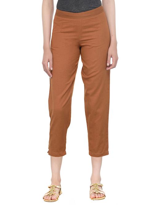 brown cotton tailored capris - 13340656 - Standard Image - 1