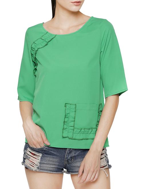 frill trim solid top - 13341106 - Standard Image - 1