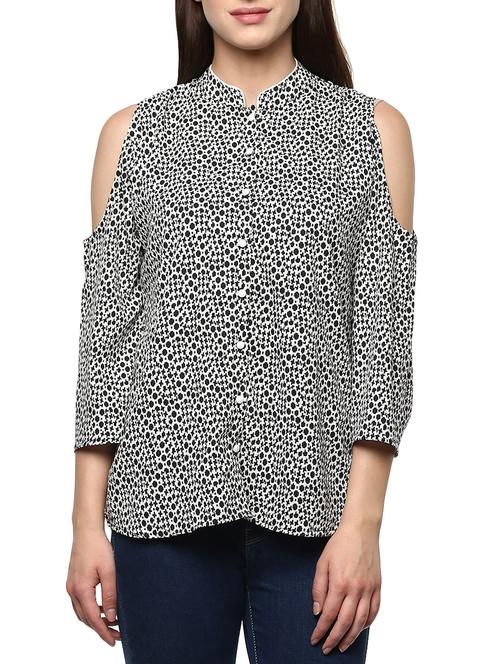 black printed crepe regular shirt - 13342548 - Standard Image - 1