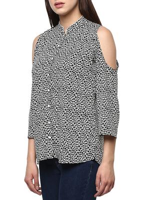 black printed crepe regular shirt - 13342548 - Standard Image - 2