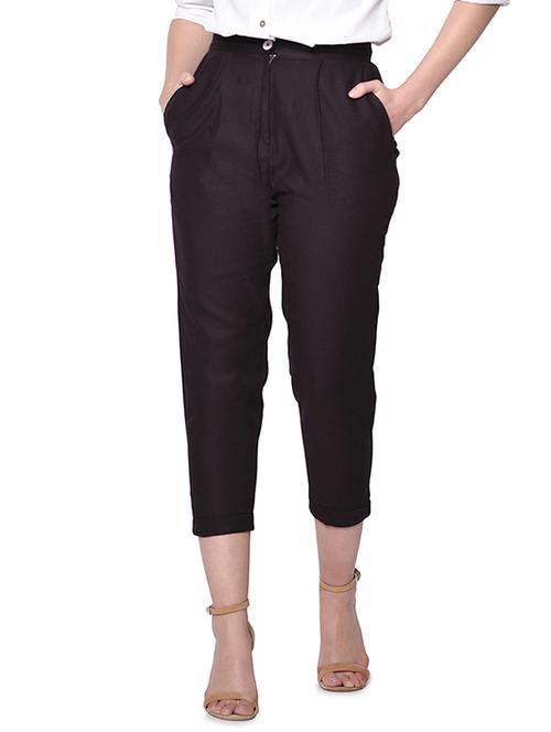 dark purple linen pleated trouser - 13342620 - Standard Image - 1
