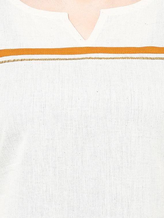 white cotton straight kurta - 13342894 - Zoom Image - 4