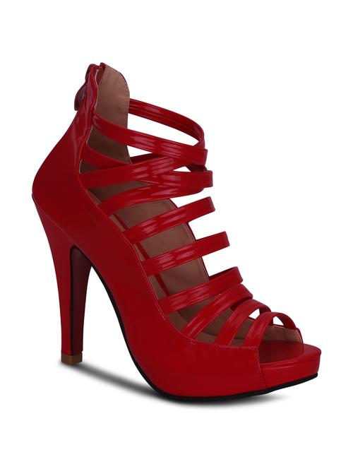 red leatherette gladiators sandals - 13343033 - Standard Image - 1