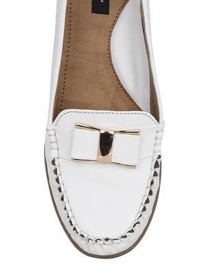 white faux leather slip on loafers - 13343056 - Standard Image - 4