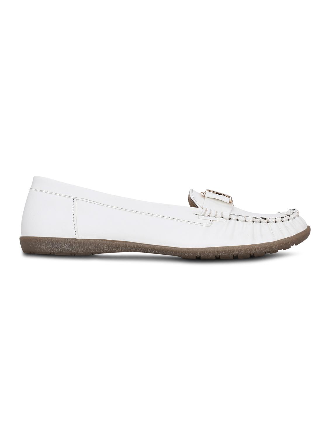 white faux leather slip on loafers - 13343056 - Zoom Image - 2