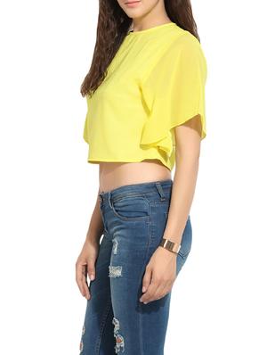 mellow yellow solid crop top - 13343165 - Standard Image - 2