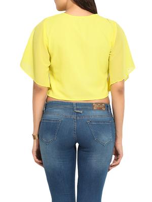 mellow yellow solid crop top - 13343165 - Standard Image - 3