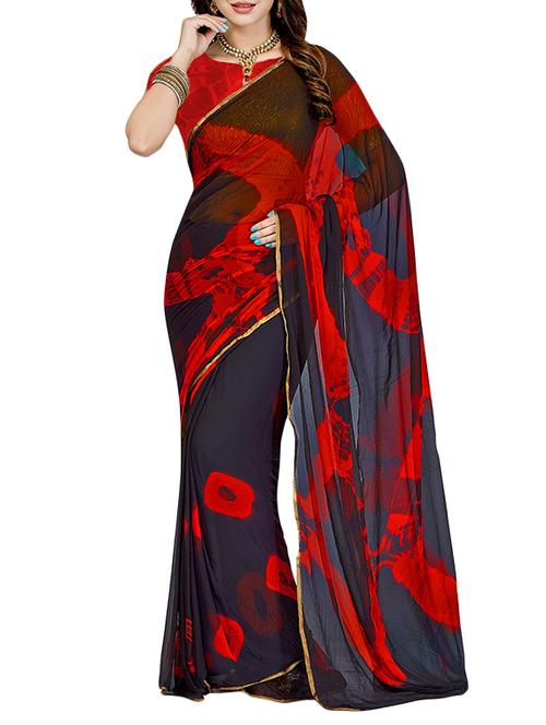 multi colored georgette printed saree with blouse - 13343473 - Standard Image - 1