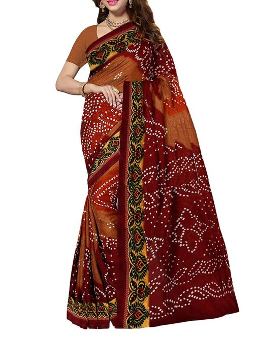multi colored bandhani saree with blouse - 13343488 - Very Small Image - 1