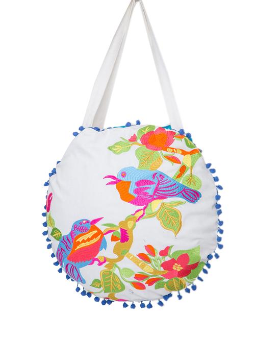 white embroidered cotton sling bag - 13343897 - Standard Image - 1