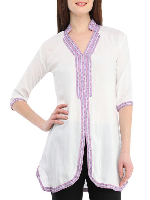 white viscose regular tunic - 13344841 - Standard Image - 1