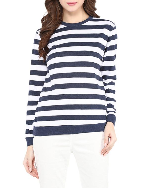 navy blue striped regular sweatshirt - 13344848 - Zoom Image - 1
