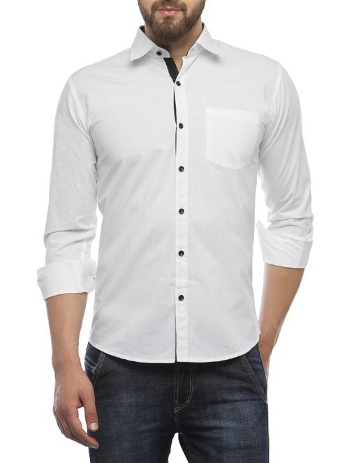 white cotton casual shirt - 13344925 -  Standard Image - 0