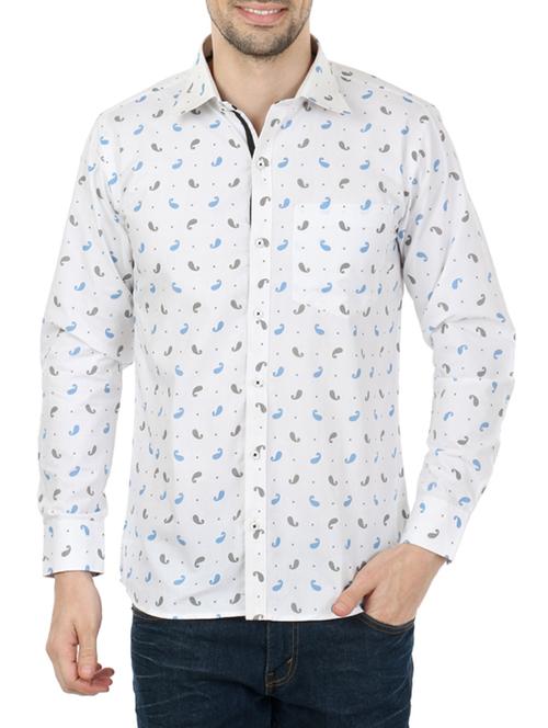 white cotton paisley casual shirt - 13345334 - Standard Image - 1