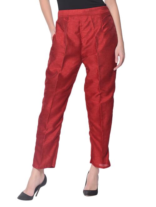 red silk blend tapered pant - 13345346 - Standard Image - 1
