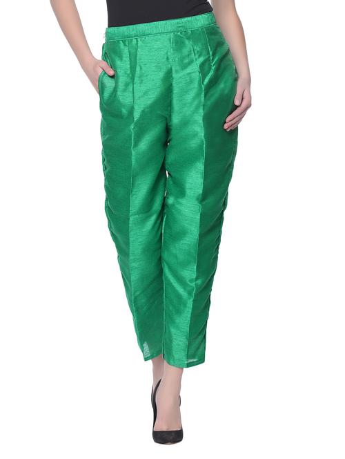 green silk blend tapered pant - 13345348 - Standard Image - 1