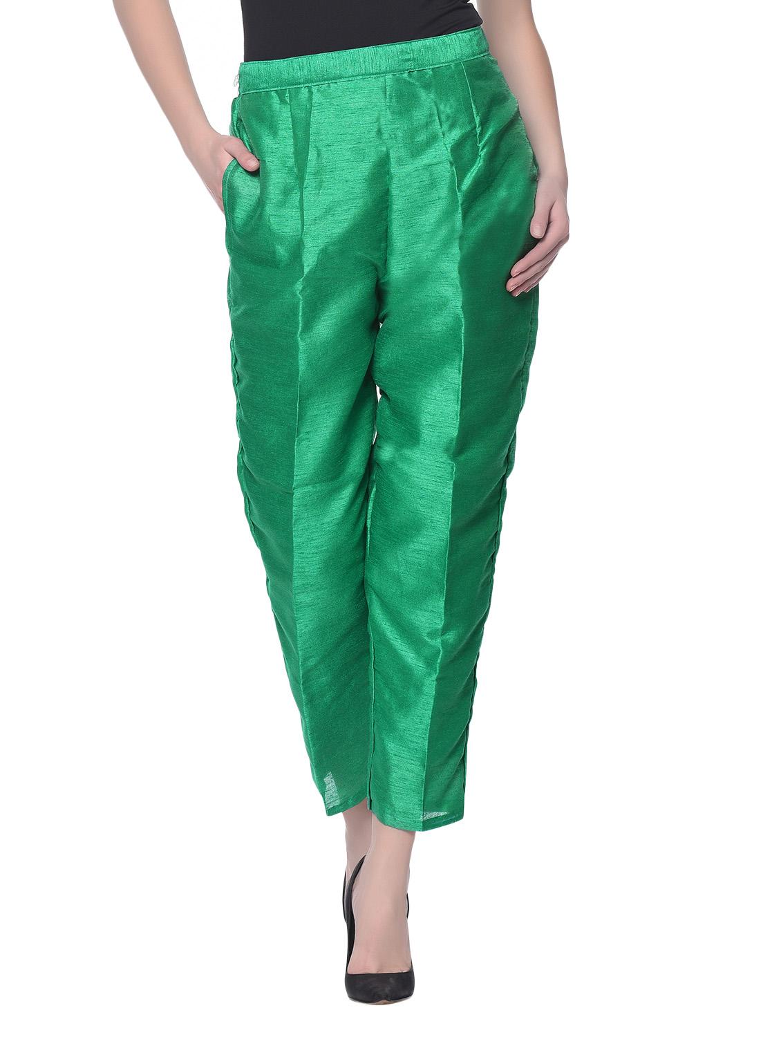 green silk blend tapered pant - 13345348 - Zoom Image - 1
