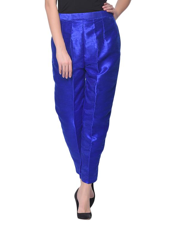 blue silk blend tapered pant - 13345350 - Zoom Image - 1