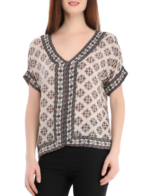 beige printed viscose top - 13348596 - Standard Image - 1