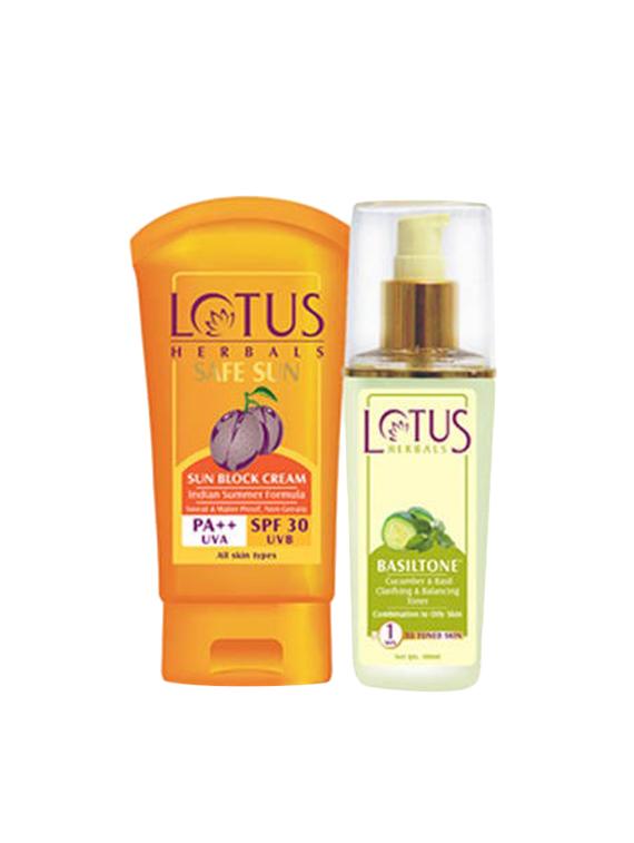 lotus herbals basiltone toner 100 ml & indian summer formula spf 30 100 g - 13348856 - Zoom Image - 1
