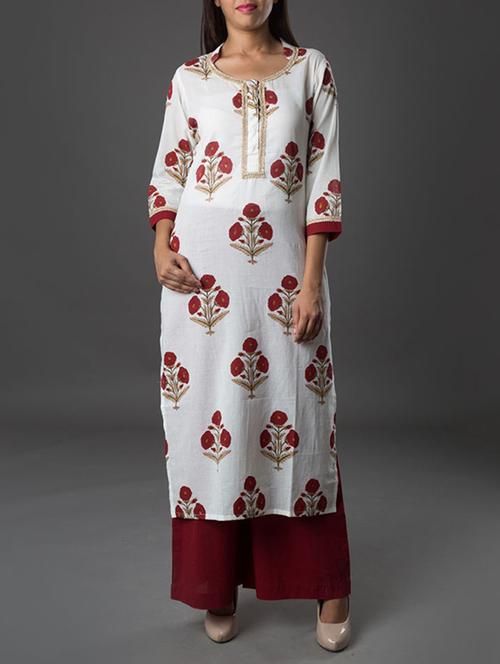 white kurta palazzo set - 13348991 - Standard Image - 1
