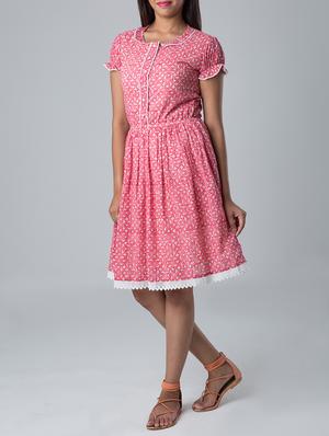 pink block print cotton dress - 13348995 - Standard Image - 2