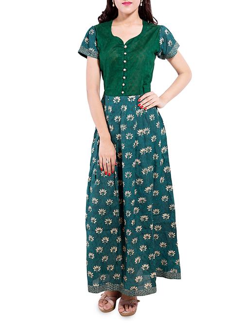 green lotus print maxi dress - 13349001 - Standard Image - 1