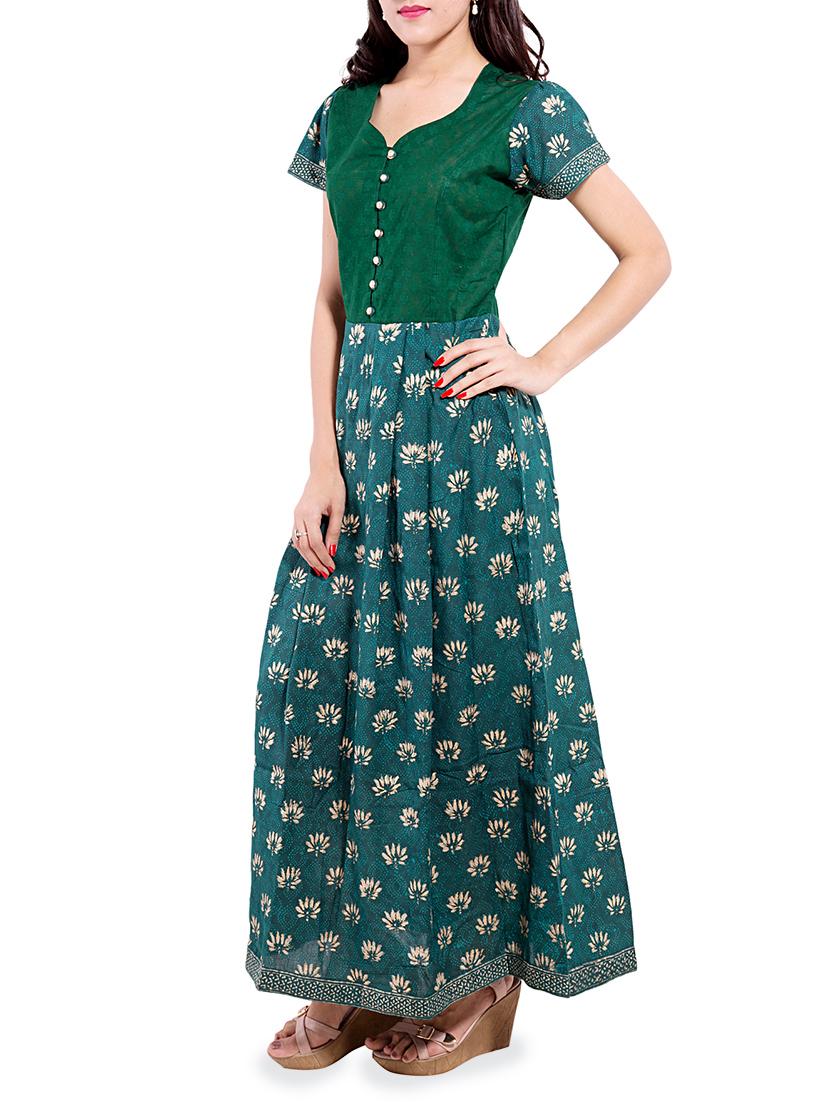 green lotus print maxi dress - 13349001 - Zoom Image - 2