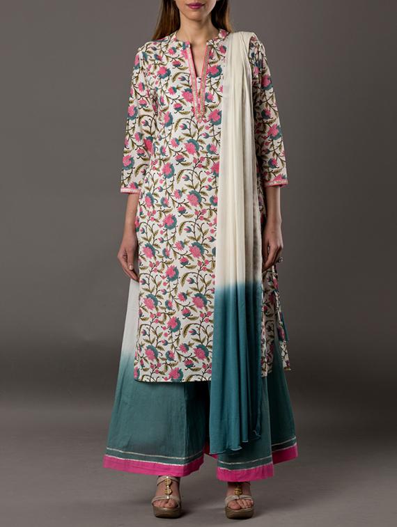 multi colored cotton printed stitched suit - 13349015 - Zoom Image - 1