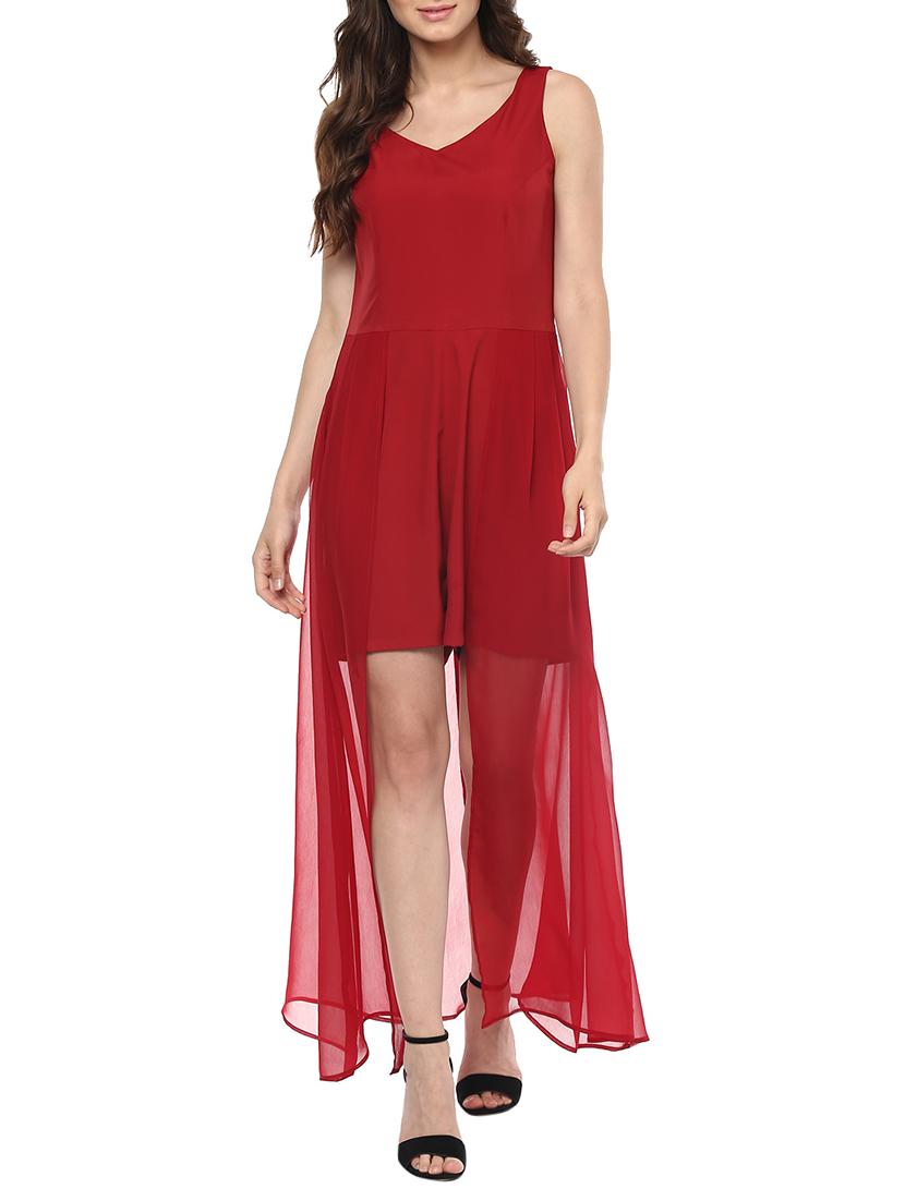 red crepe jumpsuit - 13350015 - Zoom Image - 1