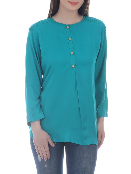 blue rayon regular top - 13351554 - Standard Image - 1