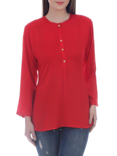 red viscose regular top - 13351555 - Standard Image - 1
