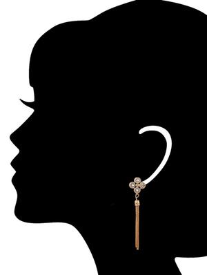golden brass drop earrings - 13355861 - Standard Image - 3