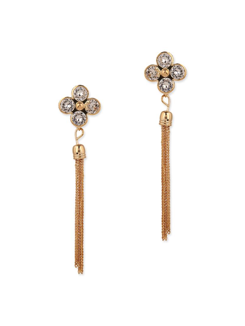 golden brass drop earrings - 13355861 - Zoom Image - 1