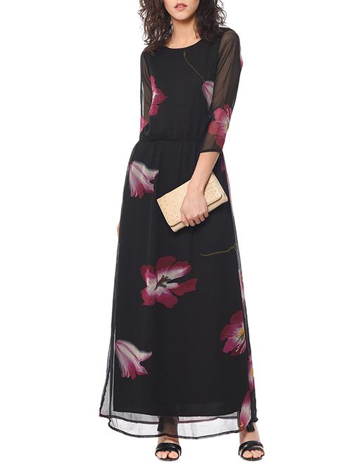 black floral printed maxi dress - 13357043 - Standard Image - 1