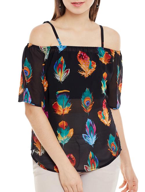 black printed regular top - 13359226 - Standard Image - 1