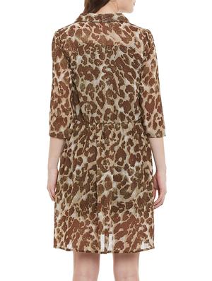 brown animal printed fit & flare dress - 13364426 - Standard Image - 3
