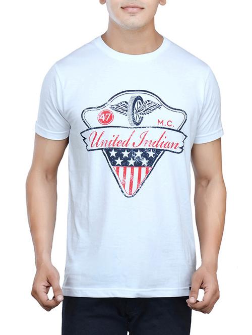 white cotton chest print tshirt - 13364442 - Standard Image - 1