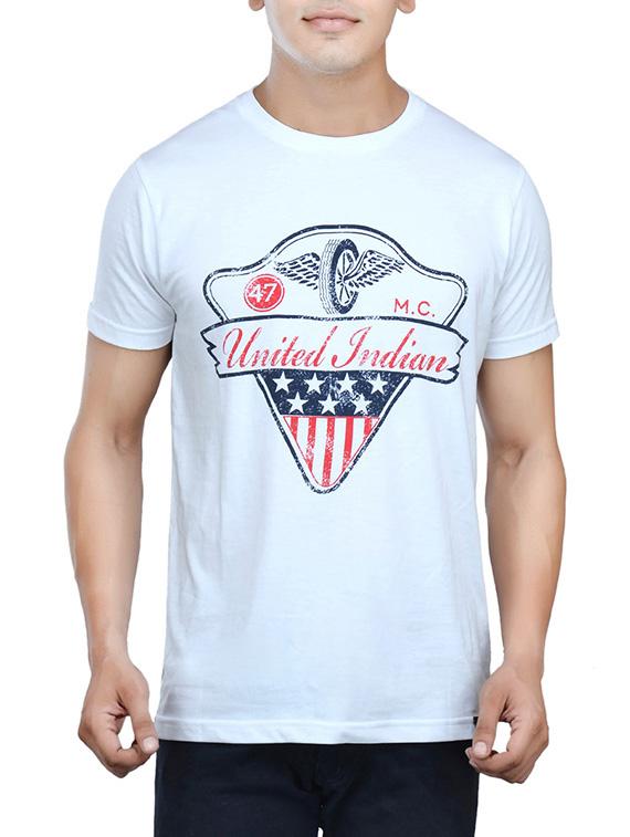 white cotton chest print tshirt - 13364442 - Zoom Image - 1