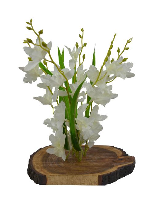 Thefancymart Artificial Flowers Irish Orchid In Wood Platter - 13367334 - Very Small Image - 1
