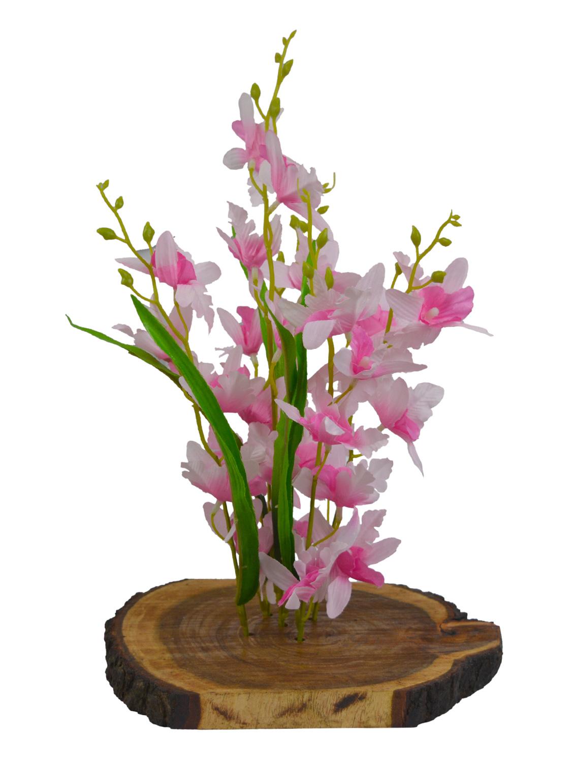 Thefancymart Artificial Flowers Irish Orchid In Wood Platter - 13367336 - Zoom Image - 1
